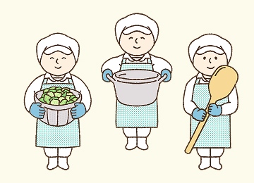 調理器具を持つ人のイラスト